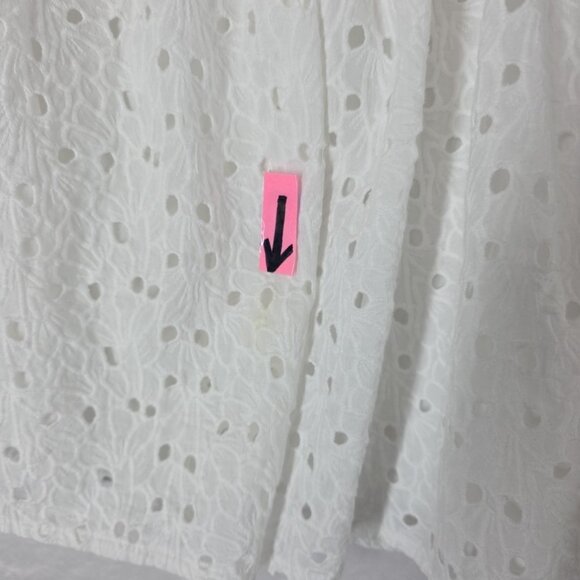 Magaschoni White Cotton Eyelet Skirt Midi 27x23.5 Lined Floral Spring Crisp - Picture 3 of 10